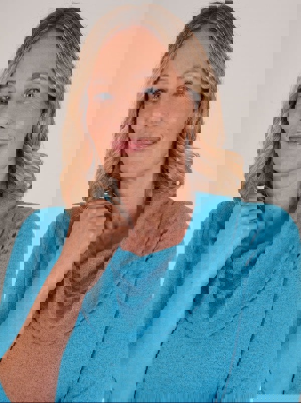 PennyPlain Cowl Neck Top- Aqua