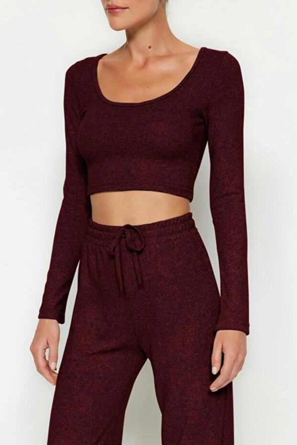 WOVCOR 2-Piece Soft Crop Top & Wide Leg Knit Set