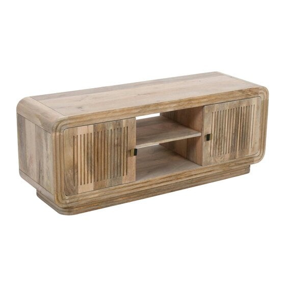Wyld Haus Arizona Carved Natural Mango Wood 2 Door TV Unit with Open Shelves
