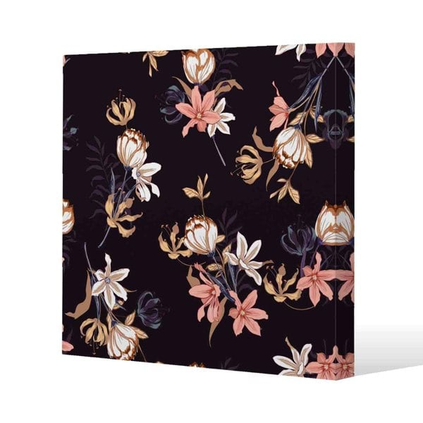 Benjamin Tate Design Blossoming Flowers Slim Style Canvas Print  40x40cm , 15mm Slim Real wood.