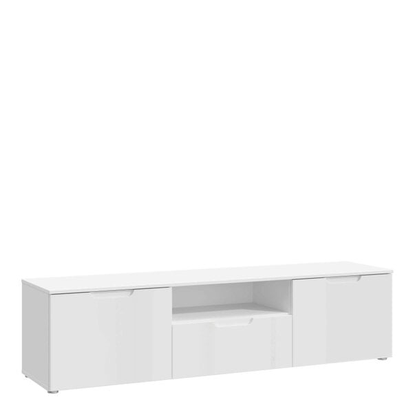 Wyld Haus Leipzig White Gloss TV Unit 2 Doors 1 Drawer