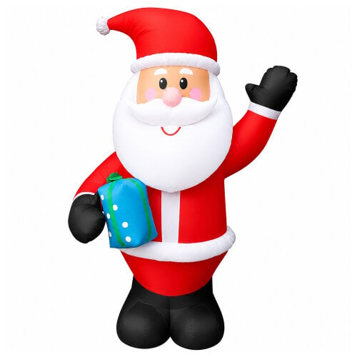 3m Inflatable Santa Christmas Decoration with 4 LED Lights, Indoor & Outdoor Use, Waterproof Polyester, Fan Motor & Ropes Included
