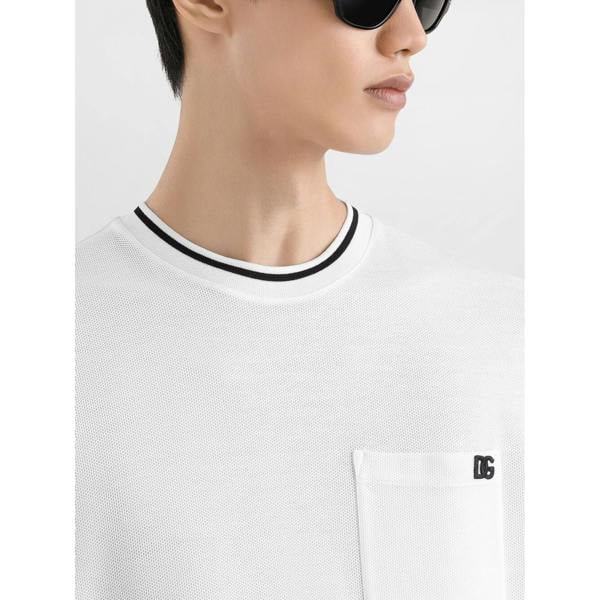 Dolce & Gabbana Piqué Patch Pocket T-Shirt   in  White