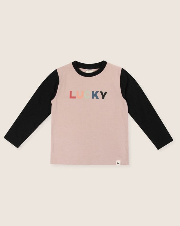 Organic cotton Pink Lucky Slogan Print Top - image 1