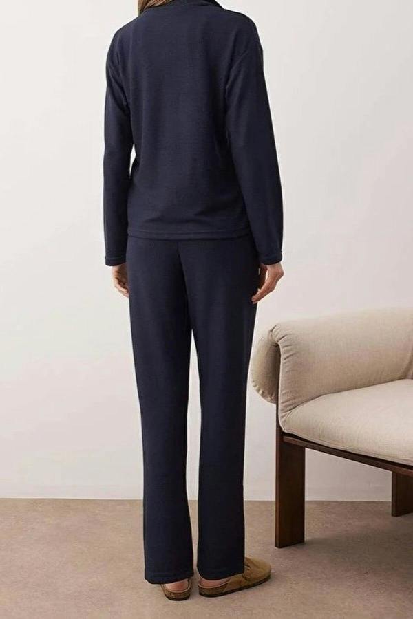 WOVCOR 2-Piece Zippered Soft Winter Waffle Knit Pajama Set