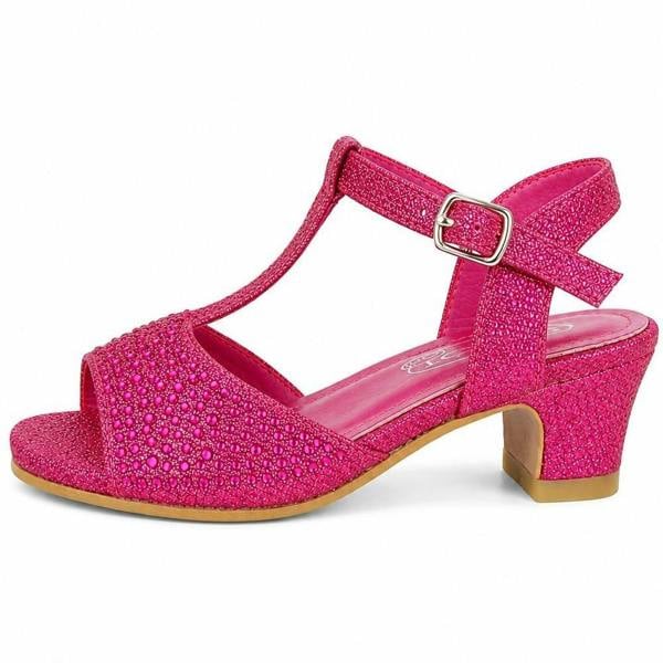 Spot On Girls Spot On Mid Heel T Bar Sandal With Buckle Ankle Strap H1123
