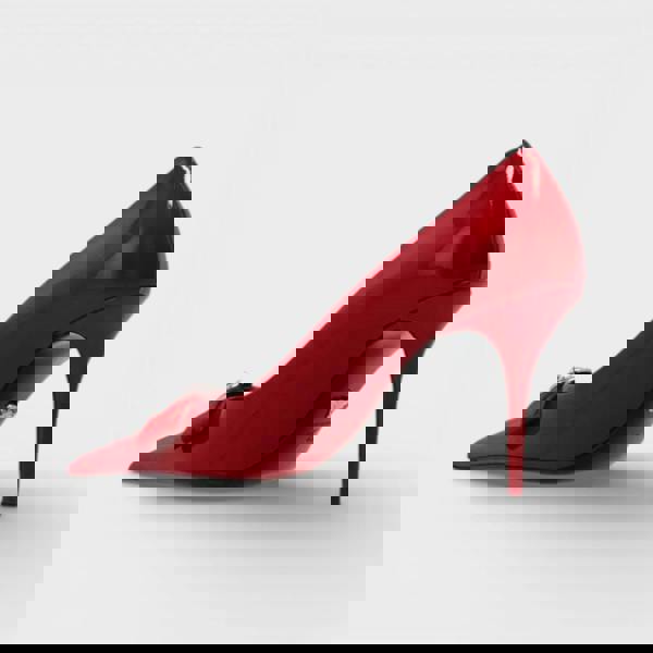 Versace 85mm Gianni Ribbon Pumps Lipstick Red