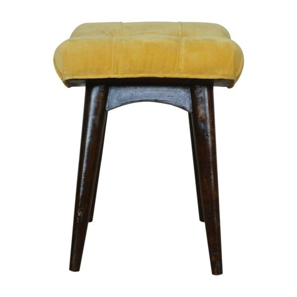 Artisan Furniture Mustard Cotton Velvet Curved Bench