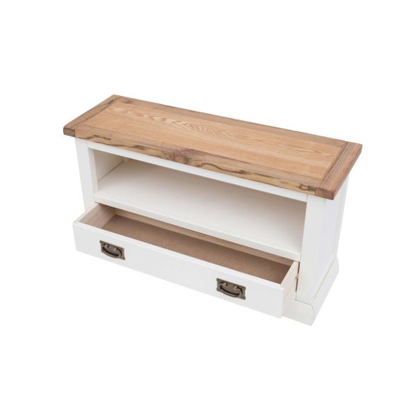 Cabinet Bits Cosenza Off White 1 Drawer TV Cabinet Brass Drop Handle
