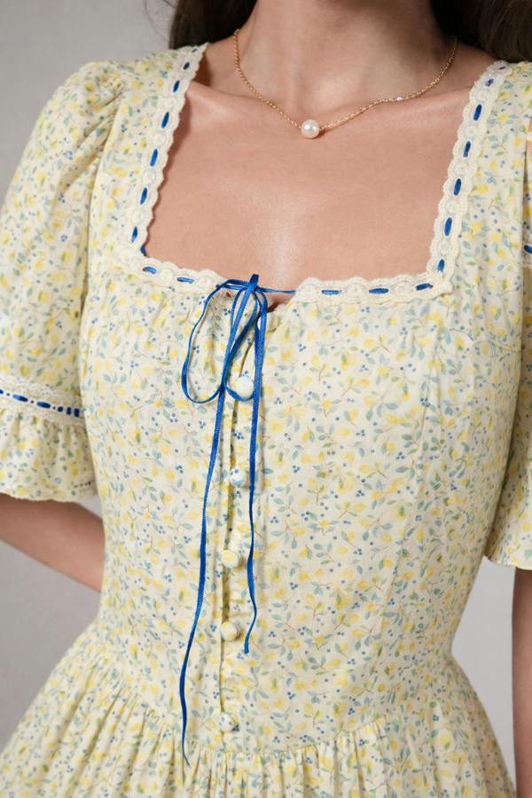 Rose & Nancy Mori Lemon Print Maxi Dress
