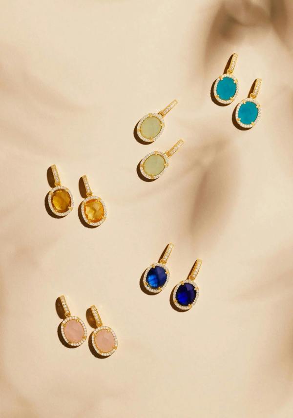 Latelita Beatrice Oval Gemstone Drop Earrings Gold Citrine Hydro