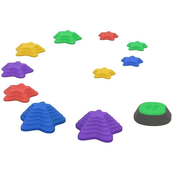 Kids multi-color starfish stepping stones set (11 pieces) for balance play.