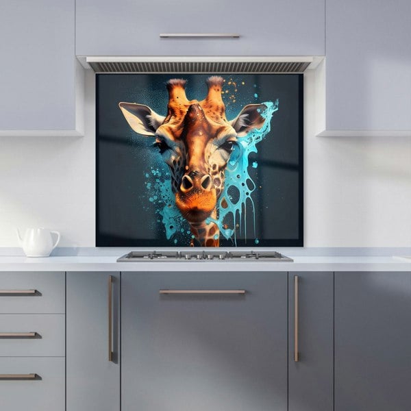 Warren Reed - Designer Blue Giraffe Face Splashart Kitchen Splashback