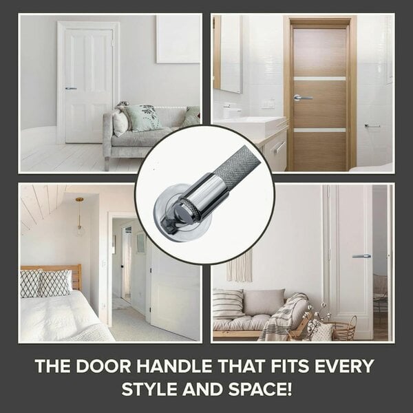 EDH Door Hardware Polished Chrome Knurled Door Handles on Round Rose – Modern Internal Lever Handle