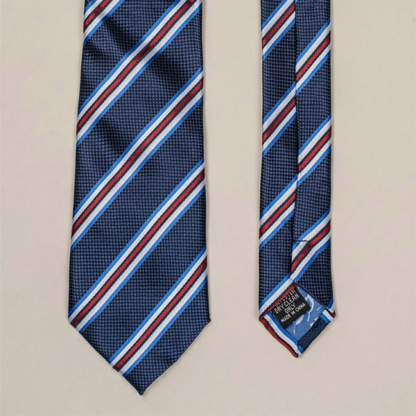 House of Cavani CV801 Striped Tie - Blue