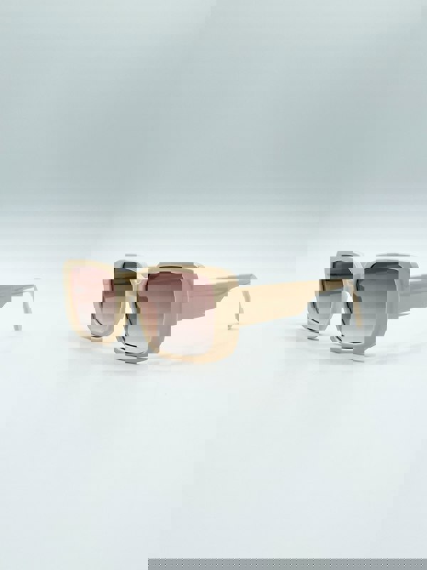 SVNX Oversized Rectangle Sunglasses in Beige