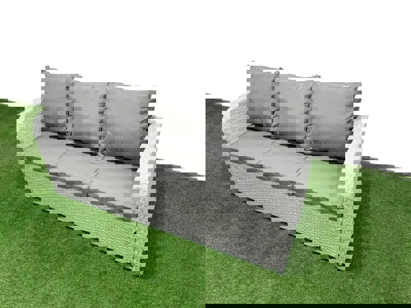 Fimous 6-Seater Light Grey PE Rattan Outdoor Sofa Set | Rectangular Coffee Table, Reclining Chair, Loveseat, 3-Seater Sofa