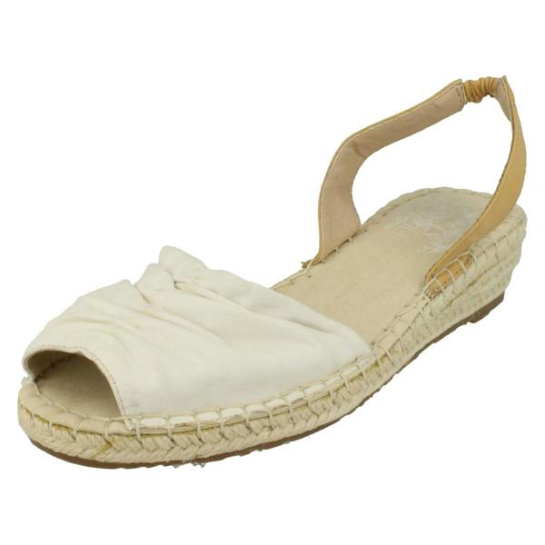 Ladies Flowers Wedge Heel Slingback Ruched Vamp Sandals