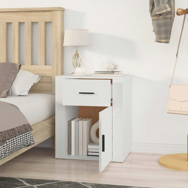 Berkfield Bedside Cabinet White 50x36x60 cm Engineered Wood