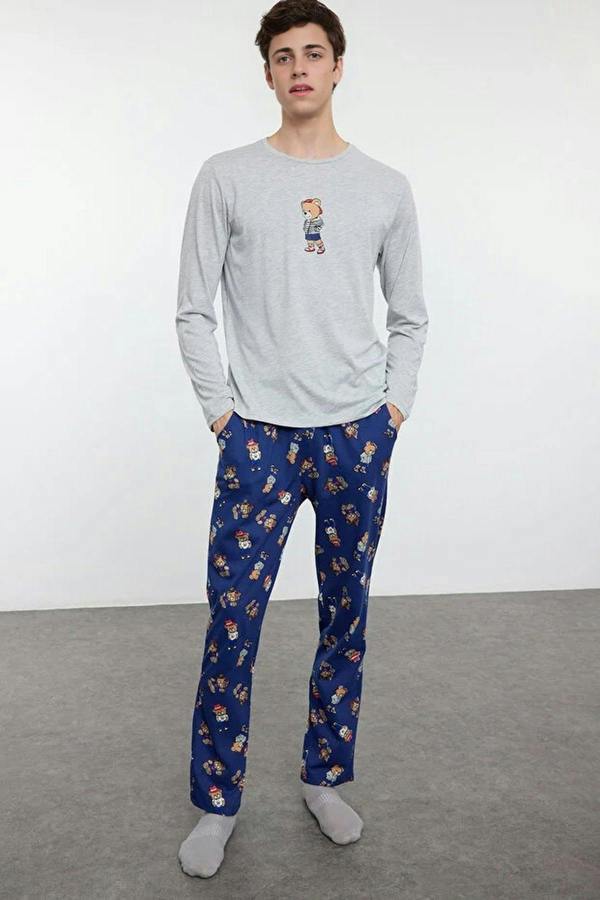 WOVCOR 2-Piece Teddy Bear Print Knit Pajama Set