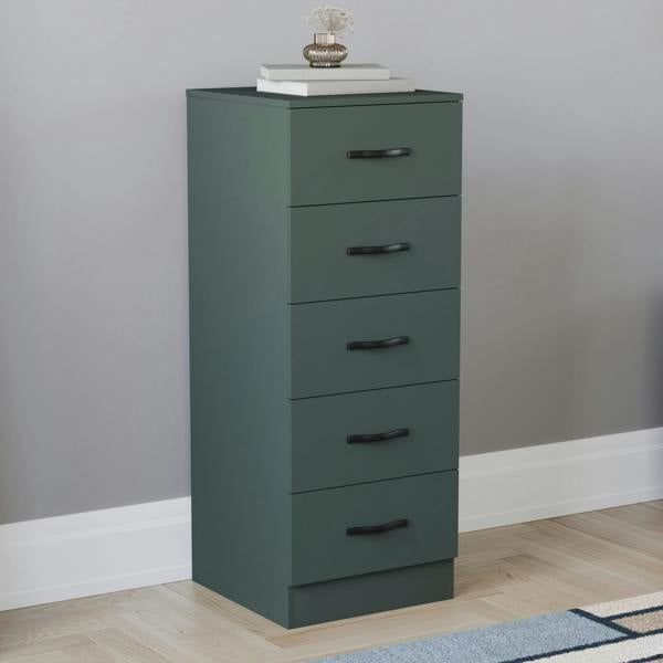 Vida Designs Riano 5 Drawer Narrow Chest, Black