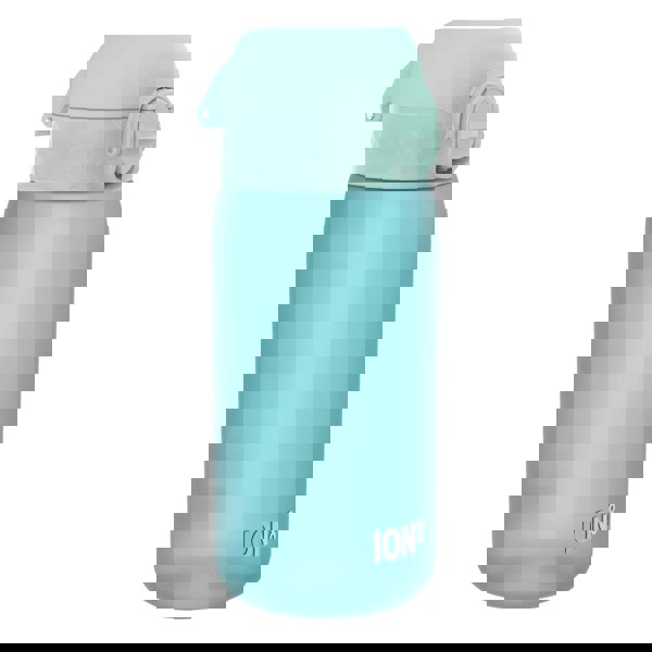 A light teal water bottle sits against a white background. The bottle has a light teal cap and the logo "ION8" is visible near the bottom.