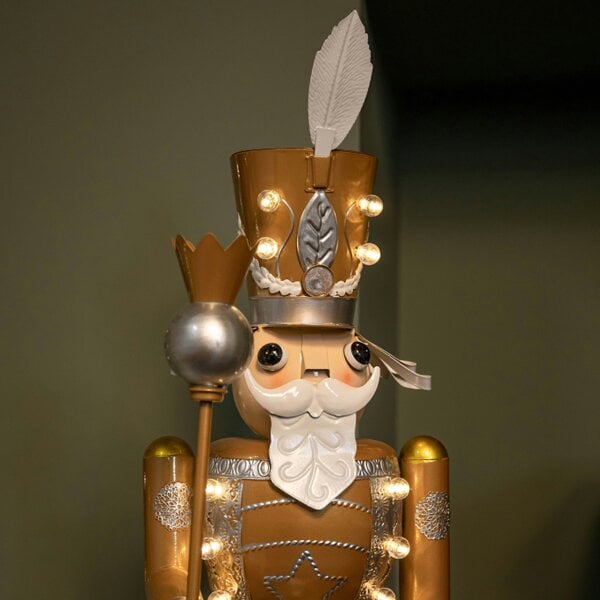 Samuel Alexander 80cm Battery Operated Light up Christmas Gold Nutcracker with LEDs