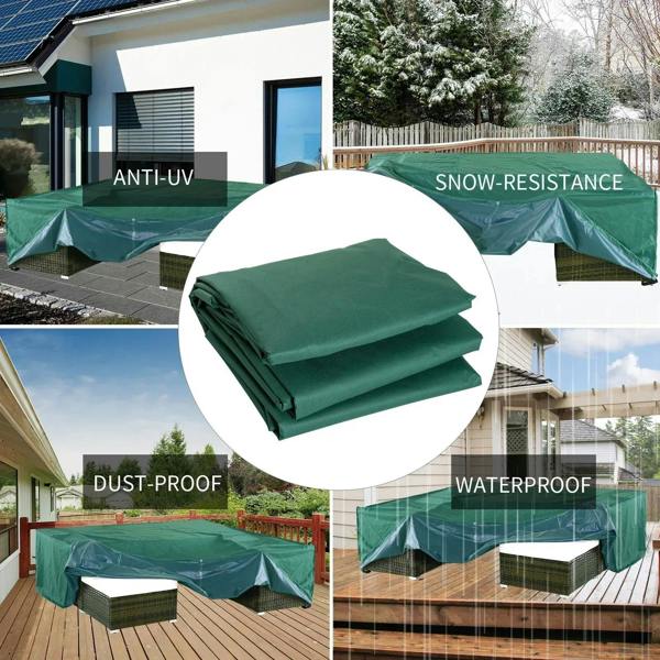 Dark green rectangular outdoor furniture cover with smooth top and structured sides