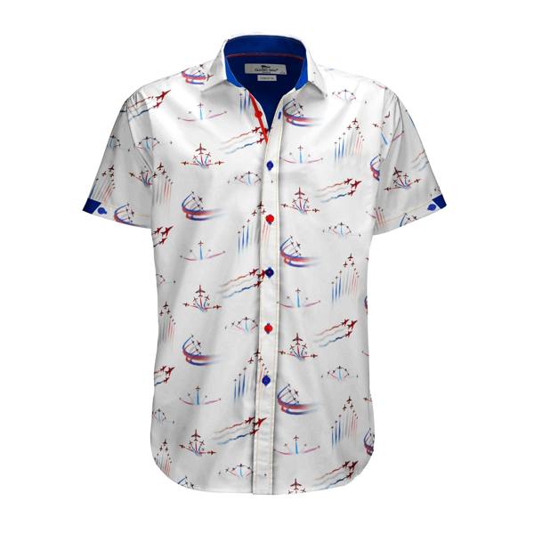 SKYBOUND SPECTACLE RED ARROWS PRINT SHORT SLEEVE SHIRT – Premium Men's Patterned Shirt by Claudio Lugli | Bold Design, Tailored Fit, Best Printed Shirts