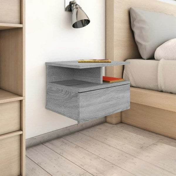 Berkfield Floating Nightstand Grey Sonoma 40x31x27 cm Engineered Wood
