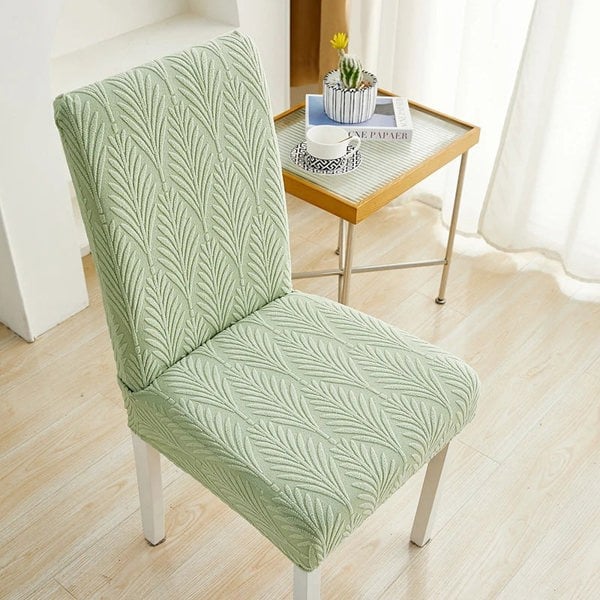 Anyseat Chair Cover Light Green Series Leaf Lines Design with Elastic Material for Dining Room Kitchen Wedding Hotel Banquet Restaurant