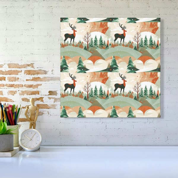 Warren Reed Reindeer On A Snowy Landscape Pattern Canvas