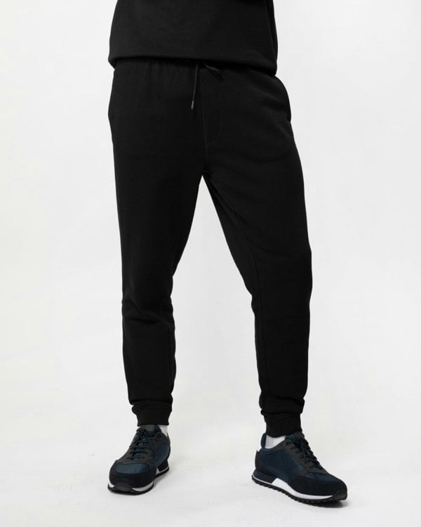 BOSS Orange Sestart Mens Cotton-Terry Tracksuit Bottoms With Logo Patch NOS - Black 001 - CHO - Designer Mens Joggers