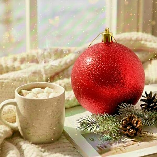 Shatchi 2cm Red Glitter Christmas Bauble for Tree and Home Decor, Shimmering Hanging Ornament