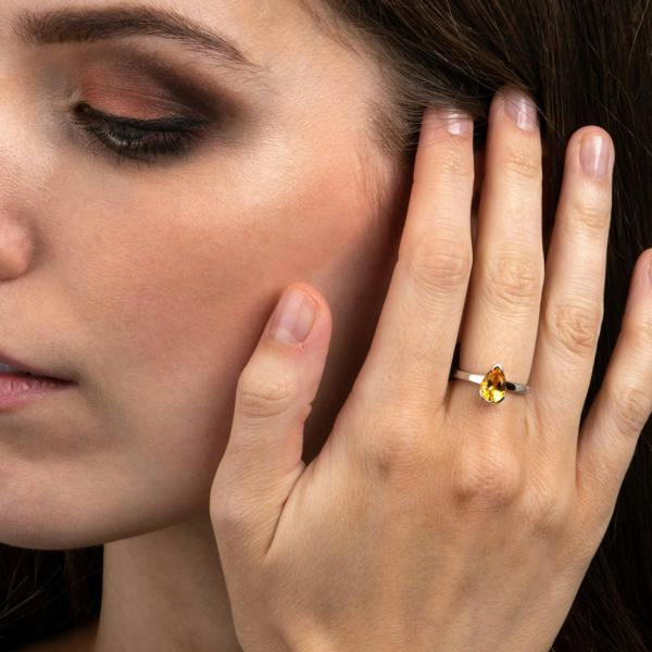 Pear Shaped Citrine Ring for Women in 925 Sterling Silver - namana.london