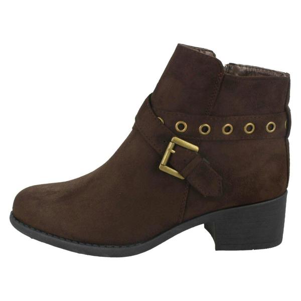 Spot On Ladies Spot On Ankle Boots With Buckle Detail