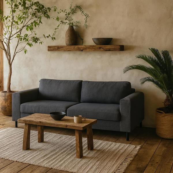 Wyld Haus San Sebastian 3 Seater Sofa Upholstered Dark Grey Fabric