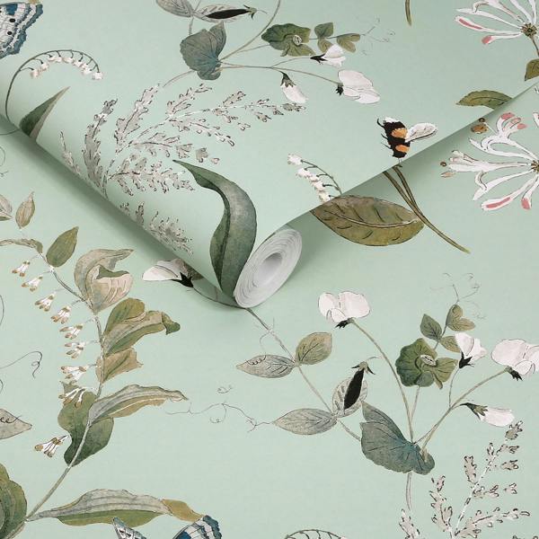 Sophie Allport Wild Floral Pale Mint Wallpaper