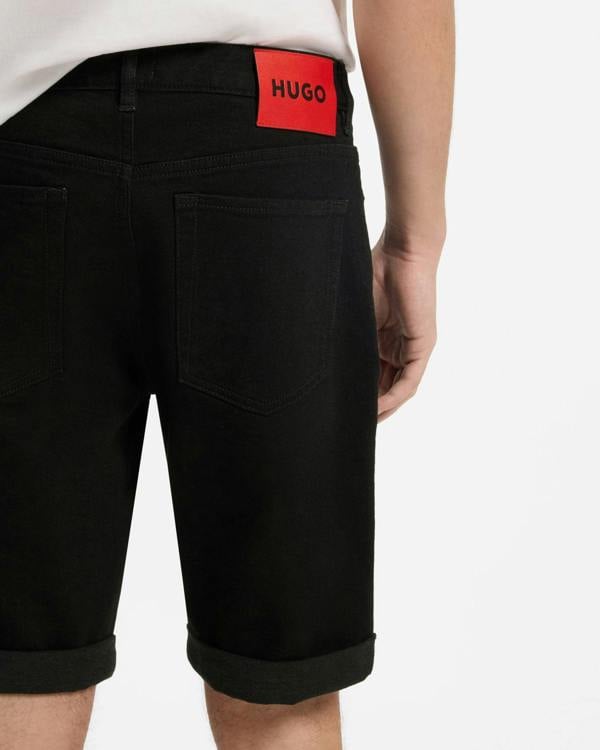 HUGO 634 Mens Tapered Fit Denim Shorts - Black 001