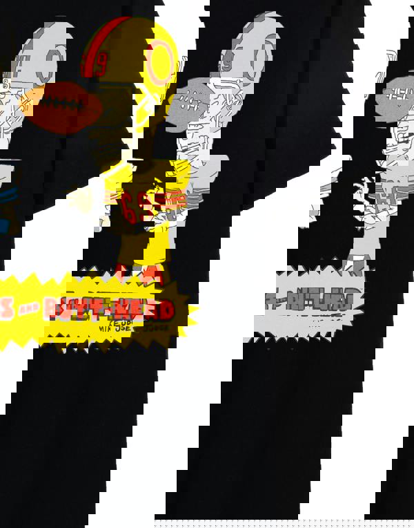 Beavis And Butthead Mens Black Football Short Sleeved T-Shirt