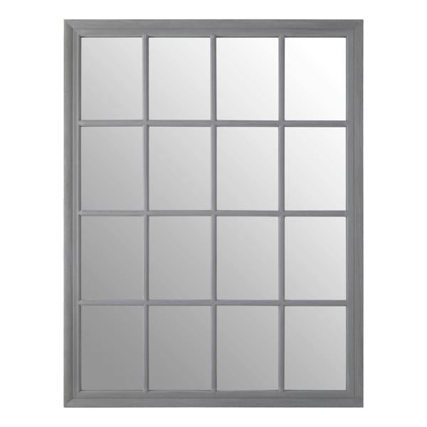 Hawthorne Antique Grey Finish Wooden Grid Wall Mirror
