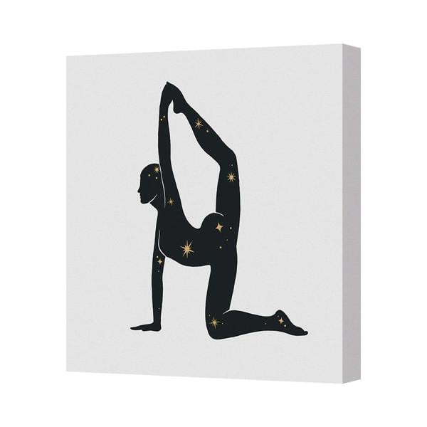 Benjamin Tate Design Canvas Wall Art Print Silhouette Yoga Pose With Stars