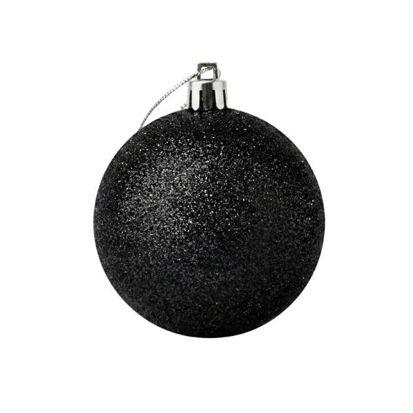 2cm Black Glitter Christmas Bauble for Tree and Home Decor, Shimmering PVC Festive Hanging Ornament image 1