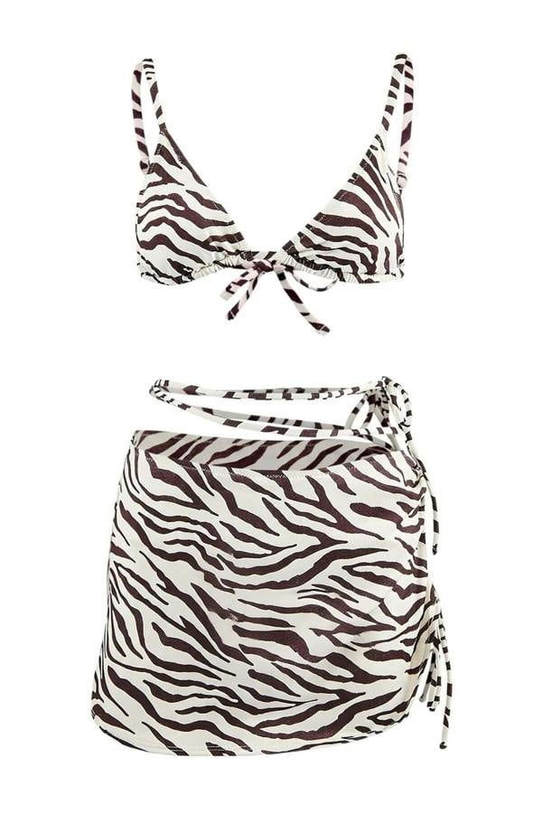WOVCOR Triangle Skirted Covered Brazilian Regular Waist 3-Piece Bikini Set