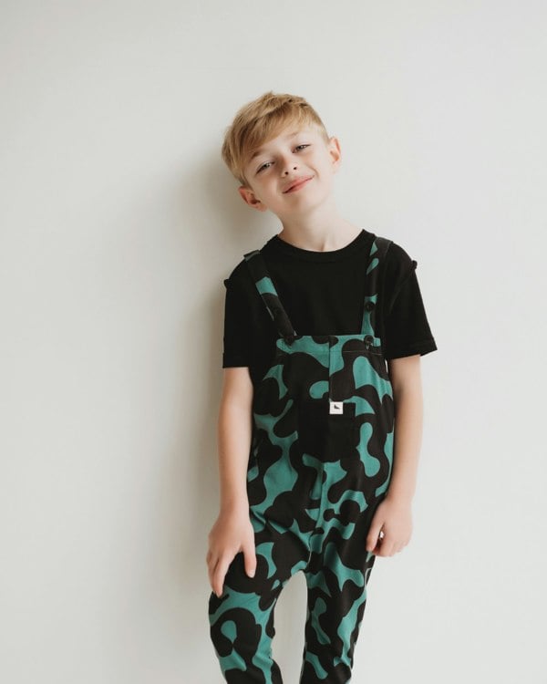 Green Abstract Swirl Print Dungarees - image 1