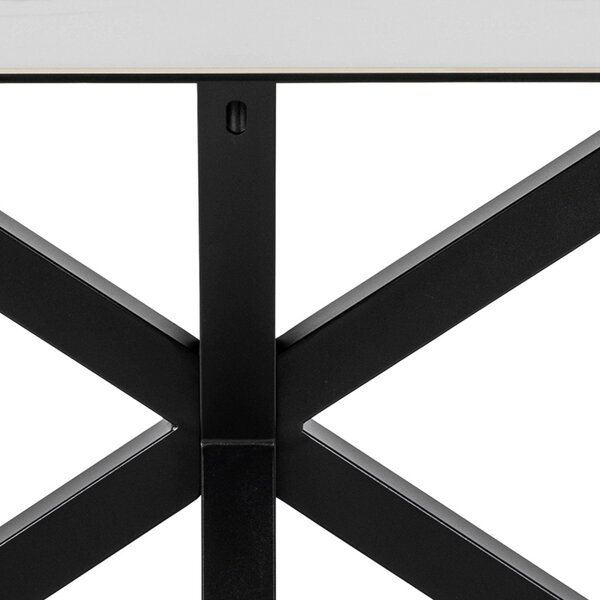 Wyld Haus Perth 160cm 6 Seater White Ceramic Dining Table Industrial Black Metal Legs