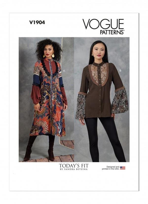 Vogue Sewing Pattern 1904, Dresses, Tunics, Tops for Women, A (A-B-C-D-E-F-G-H-I-J) - Intermediate