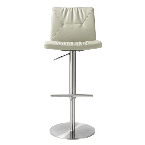 Furniture Edit Paddy Light Grey Vegan Leather on Silver Adjustable Stool