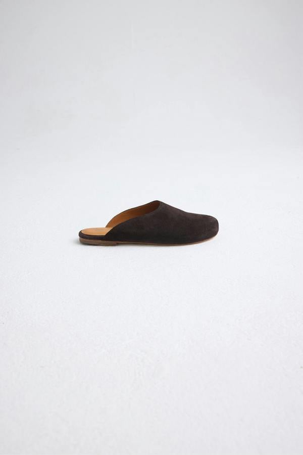 Pretty You London Suede Rounded Mule In Dark Coco
