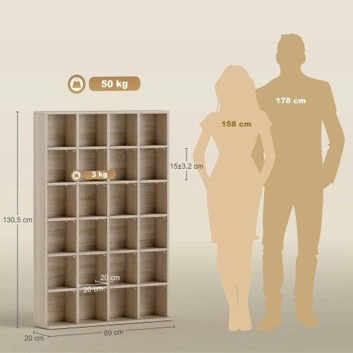 Wyld Haus Sifato Wood Natural Finish Adjustable CD Storage Cabinet 89 x 130.5 cm